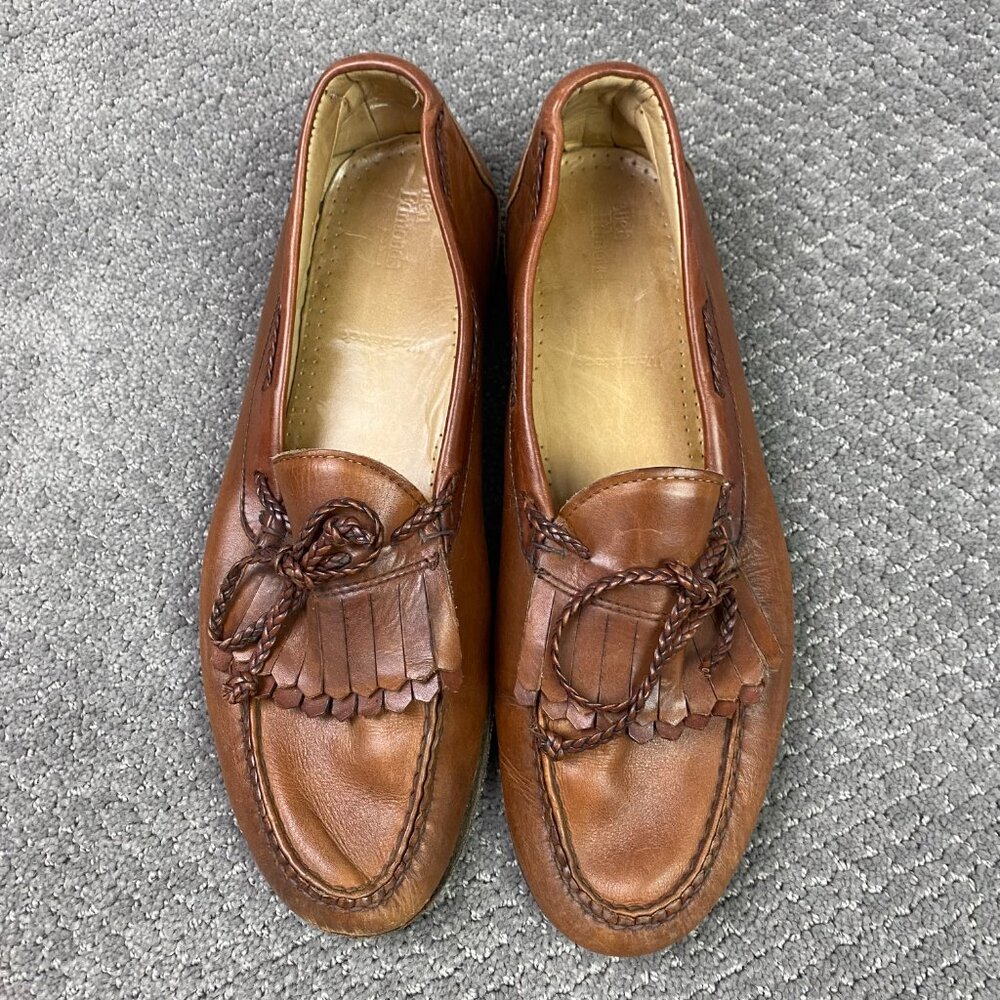 Allen Edmonds Woodstock Kiltie Loafers Shoes Men's 14 A Walnut Brown Leather